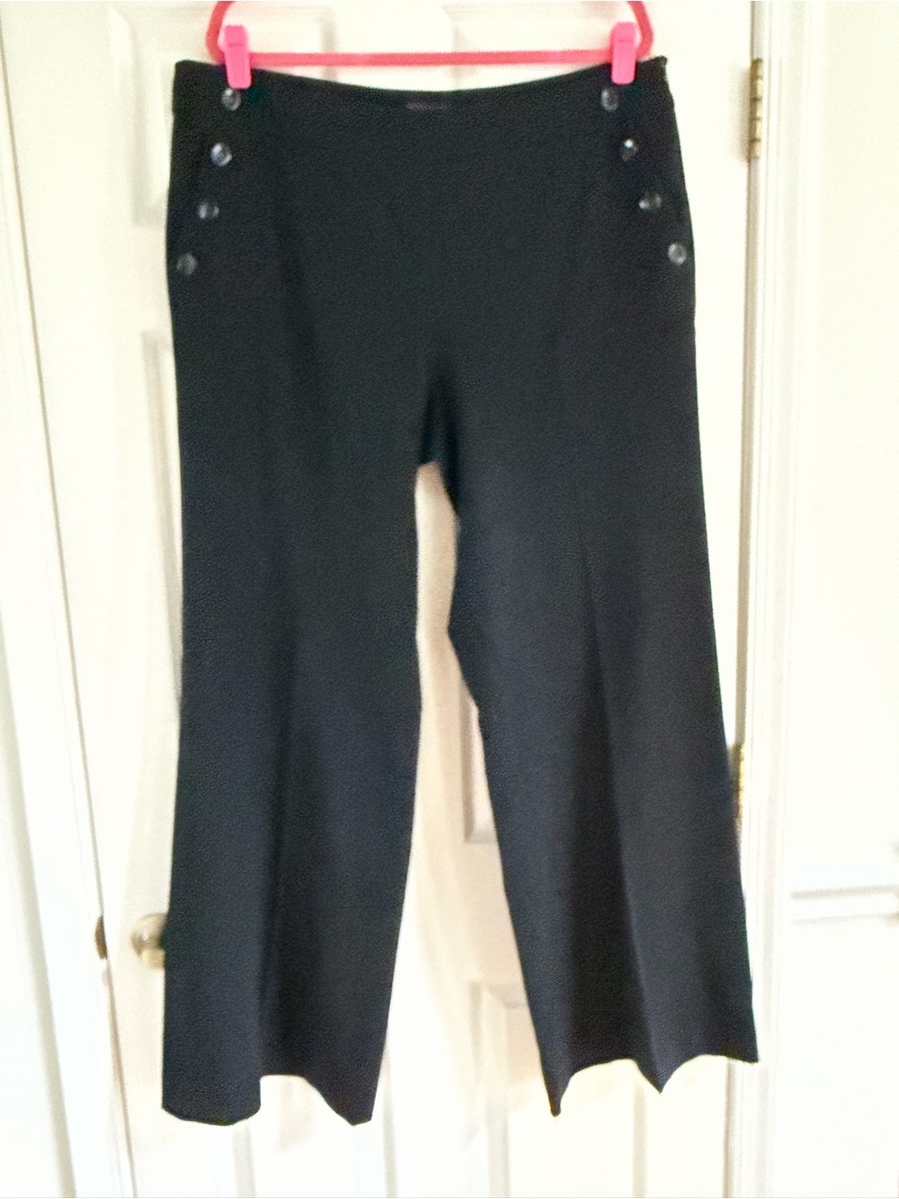 long tall sally Black Wide-Leg Pants with Side Zip and Button Detail